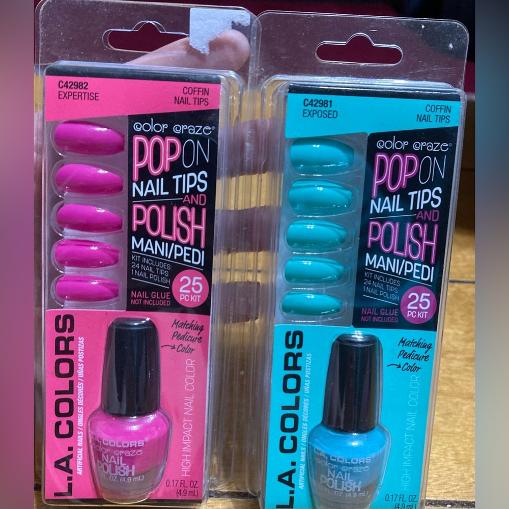 NWT L.A. Colors Coffin Nail Tips and Polish Duo 2 Different Sets